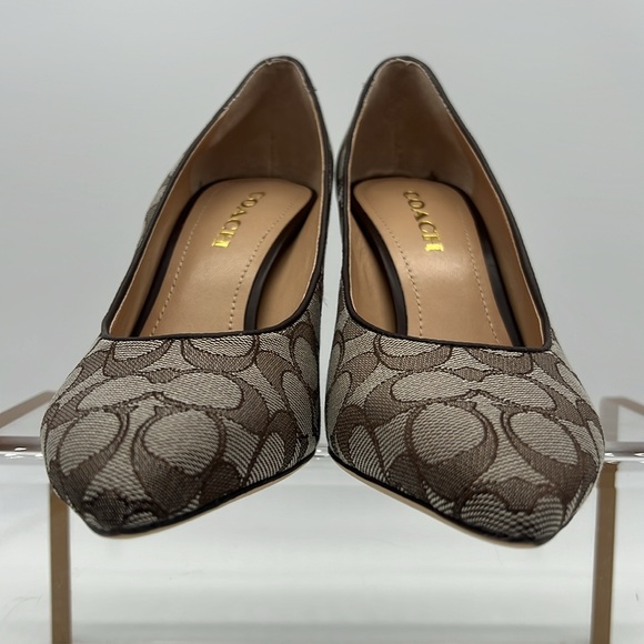 Coach Skyler Monogram Jacquard Pumps Oak Maple - Picture 7 of 15